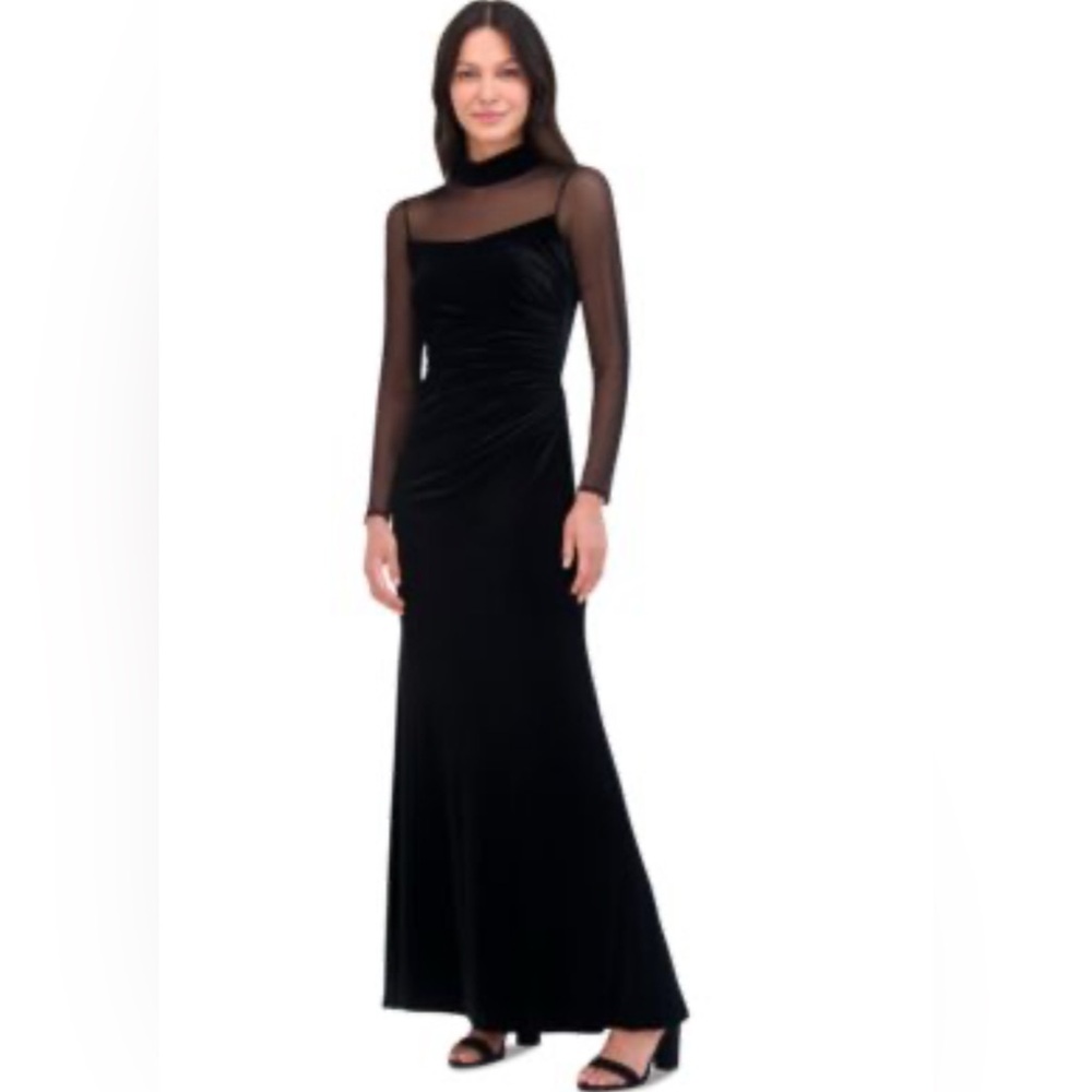 Eliza J Black Sheath Long Sleeve Cocktail Dress